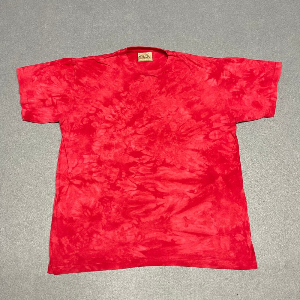 VTG The Mountain Shirt Mens Large Red Tie Dye Leather Tag Short‎ Sleeve Crewneck